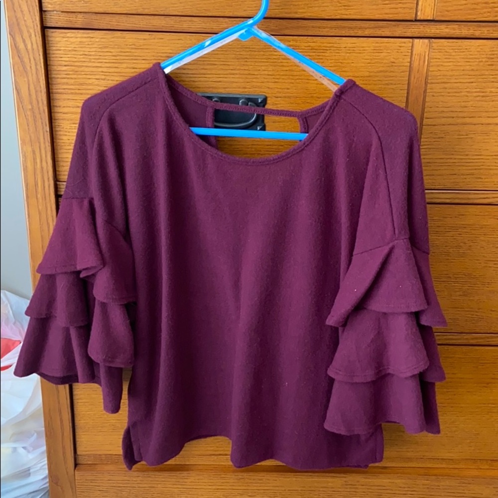 Burgundy ruffle sweater